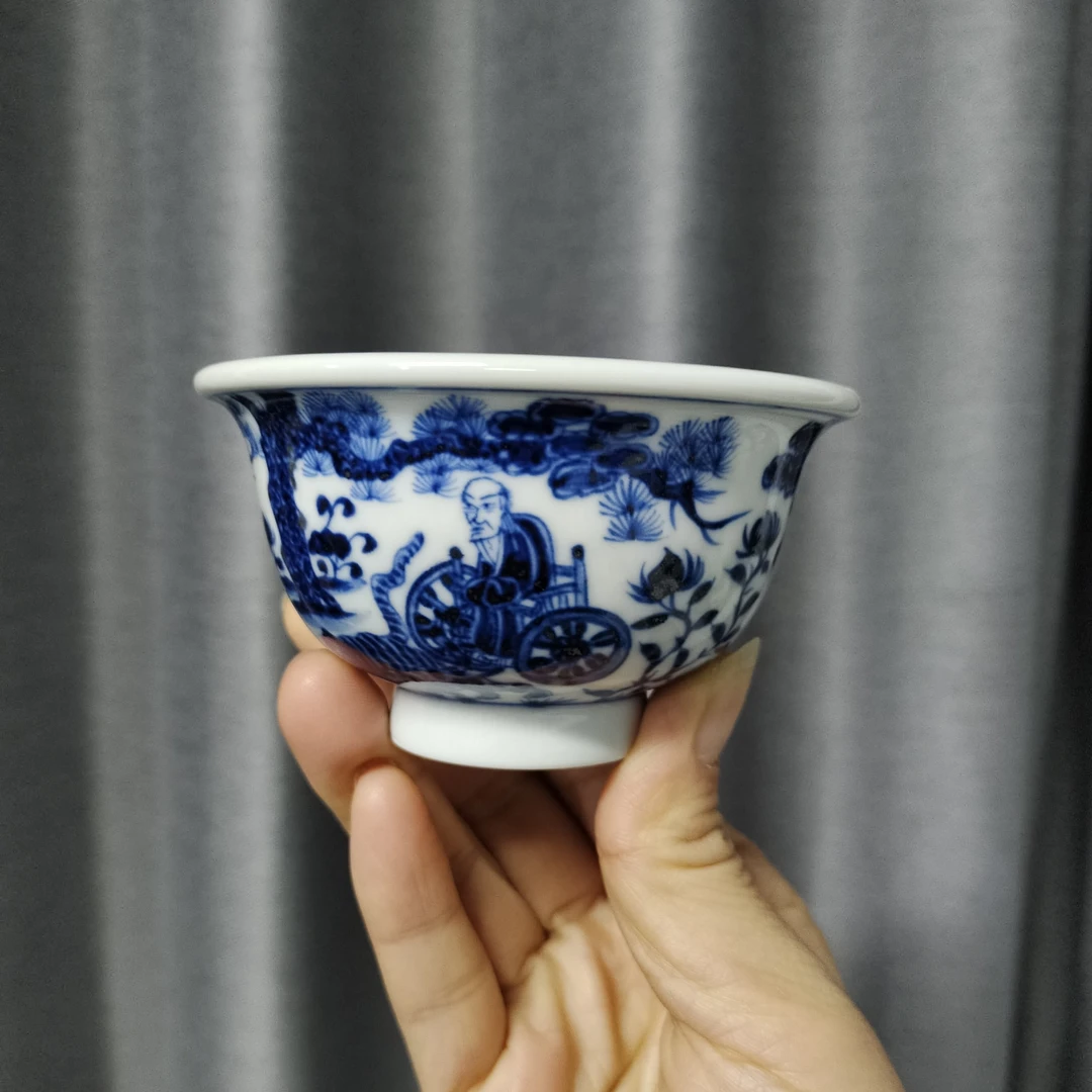 阅贤斋气窑鬼谷子压手杯现代瓷微瑕