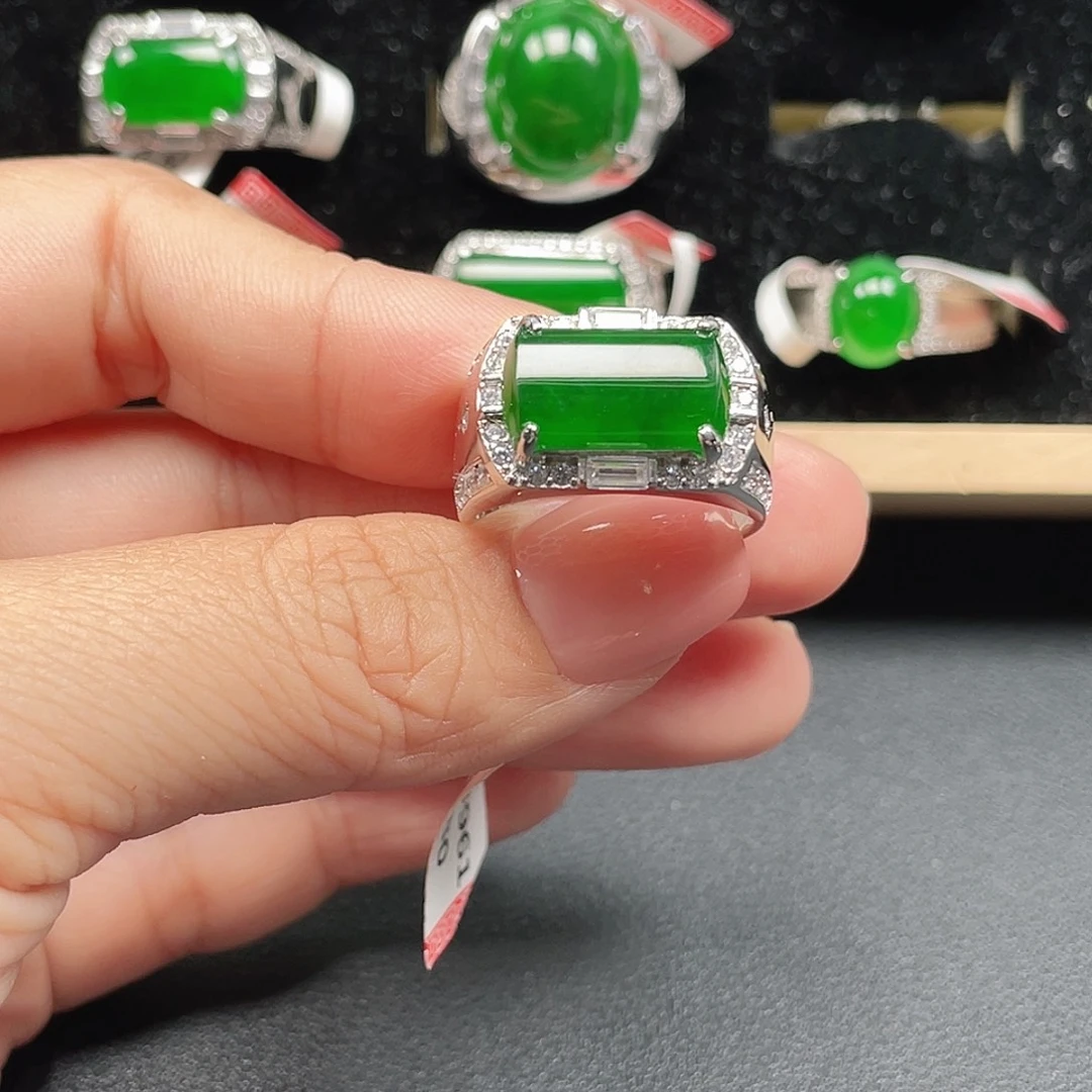 翡翠银S925镶嵌戒指编号3961没运费险