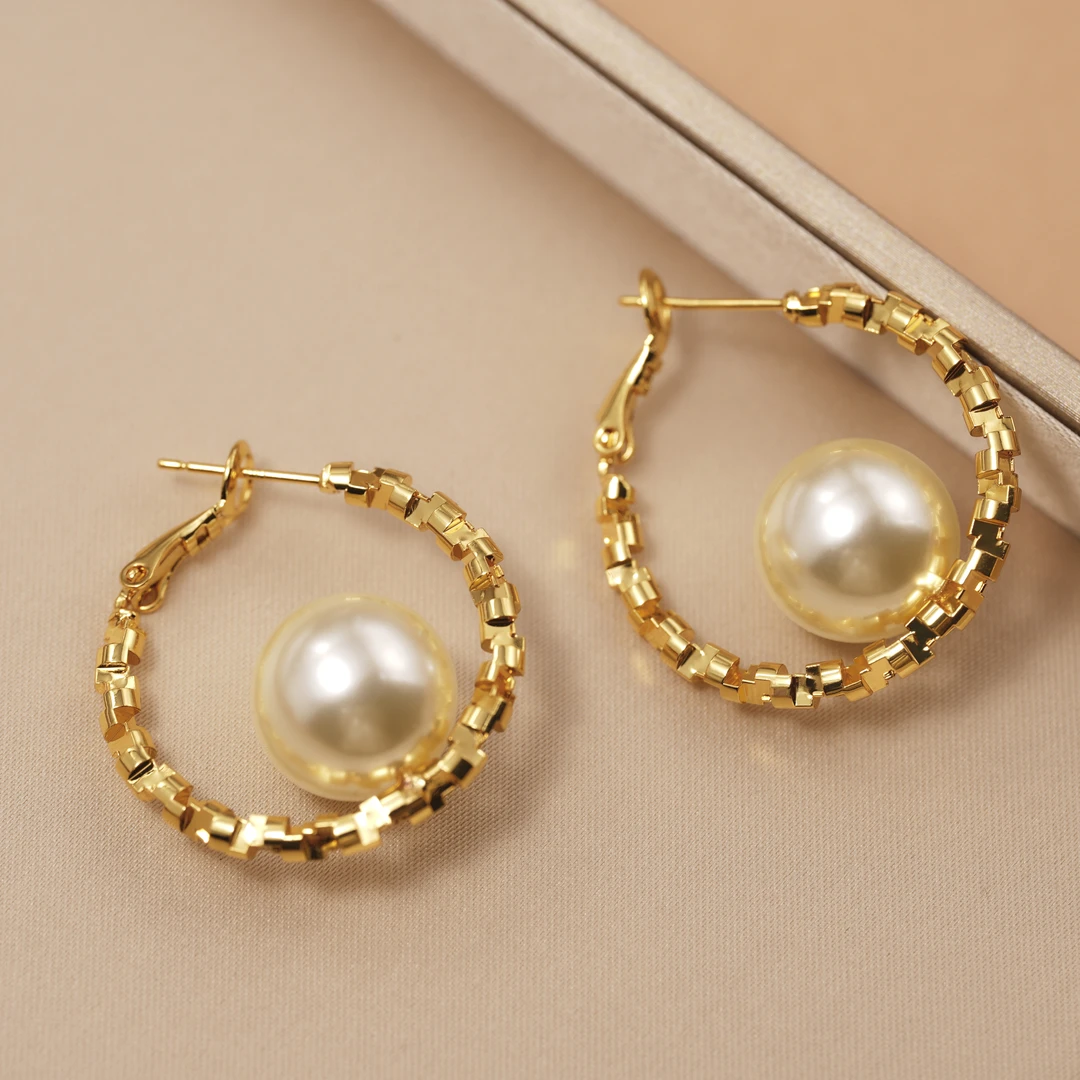 铜合金仿珍珠耳饰 碎银子珍珠耳环女轻奢耳钉2025新款爆款高级感