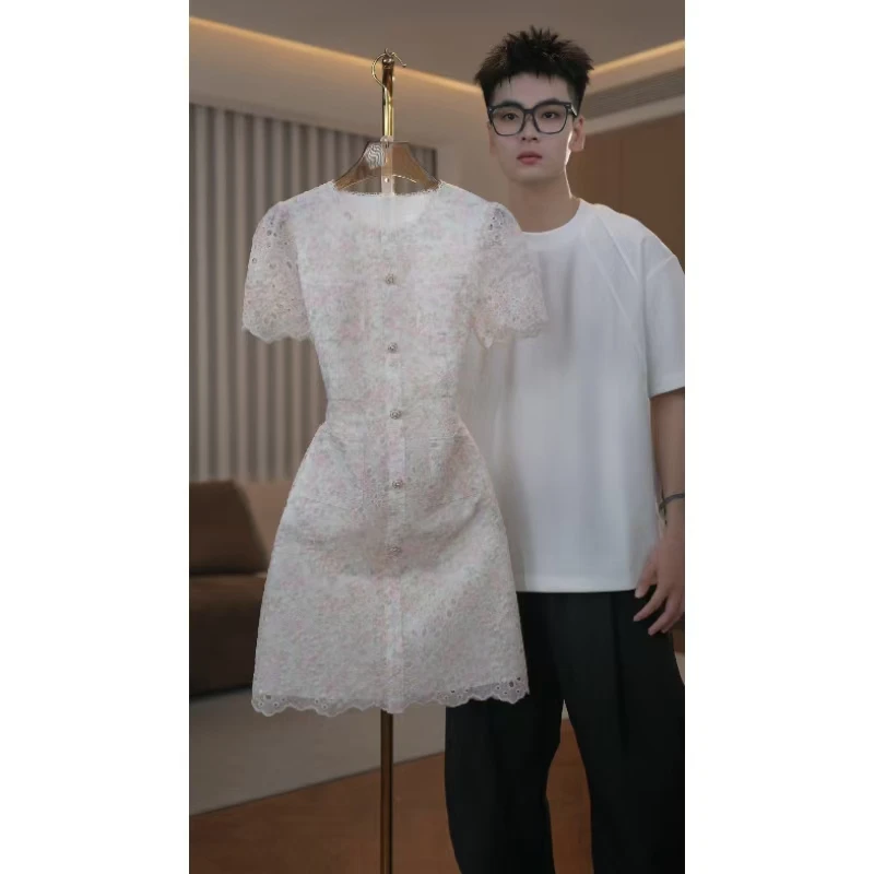 【蒂妮佳】6695夏季新款气质收腰短袖显瘦连衣裙