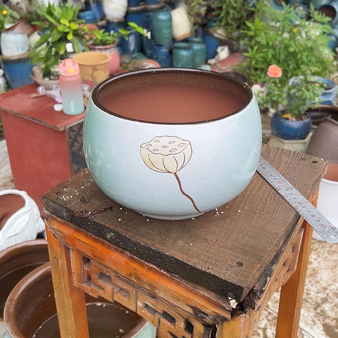 口径19高15一个莲子天青