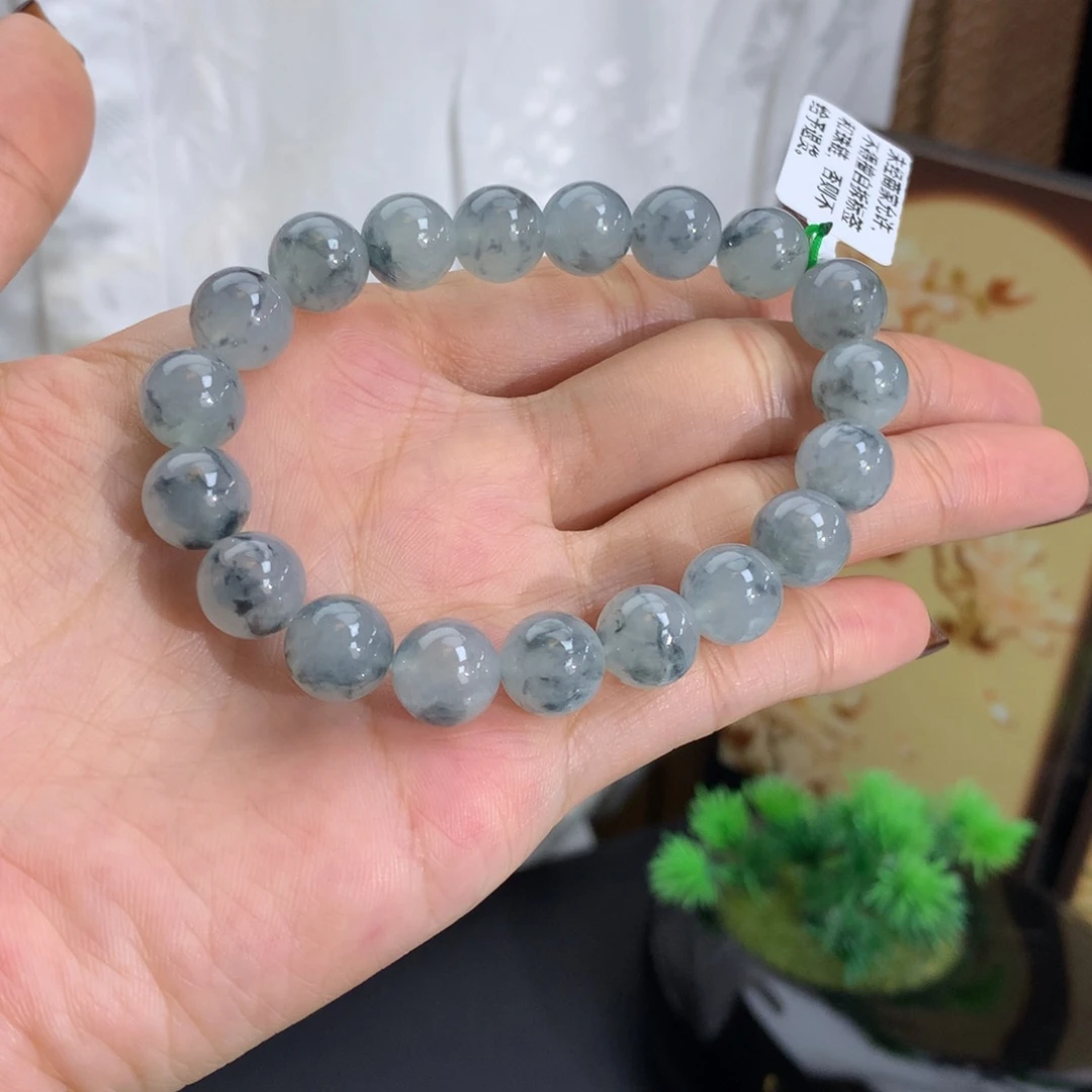 未镶嵌手串翡翠卡9.7冰胶水墨画手串