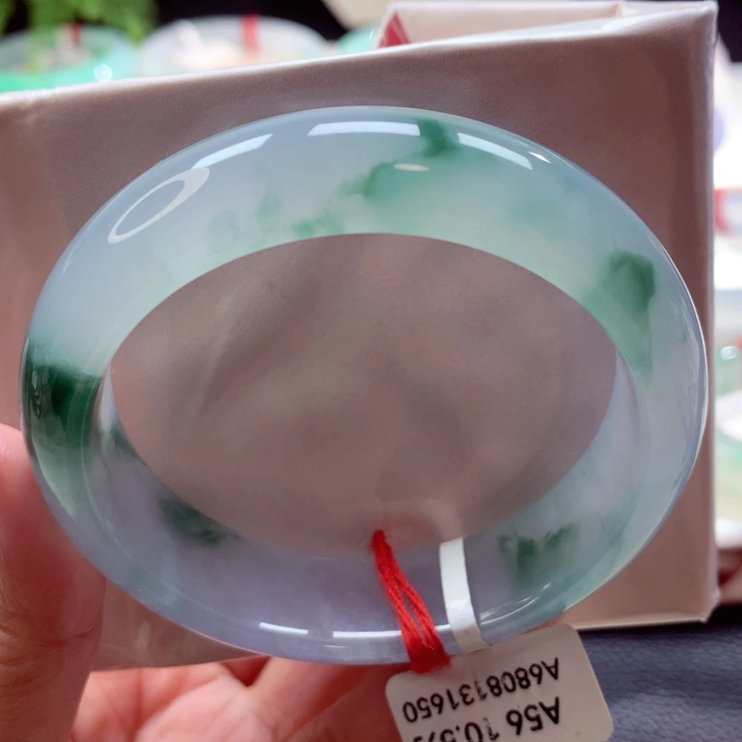 未镶嵌手镯翡翠55.8圈轮胎镯 冰飘花（22号）