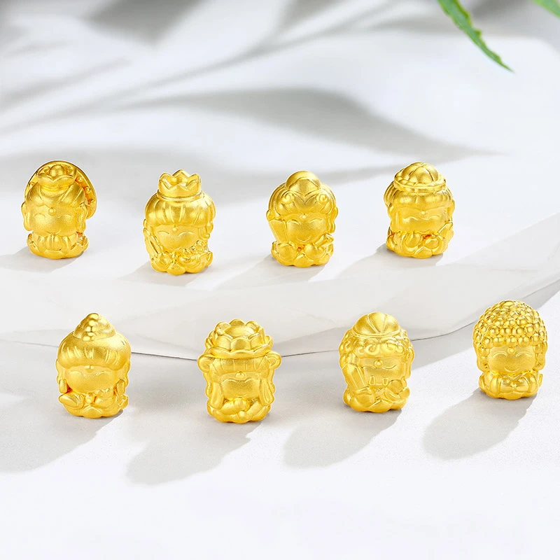 999足金十二生肖守护佛黄金普贤本命年文殊菩萨转运珠硬金手链