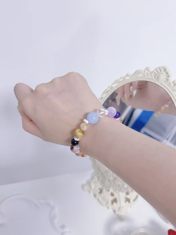 【星瀚】百搭多宝金发晶黄胶花手串