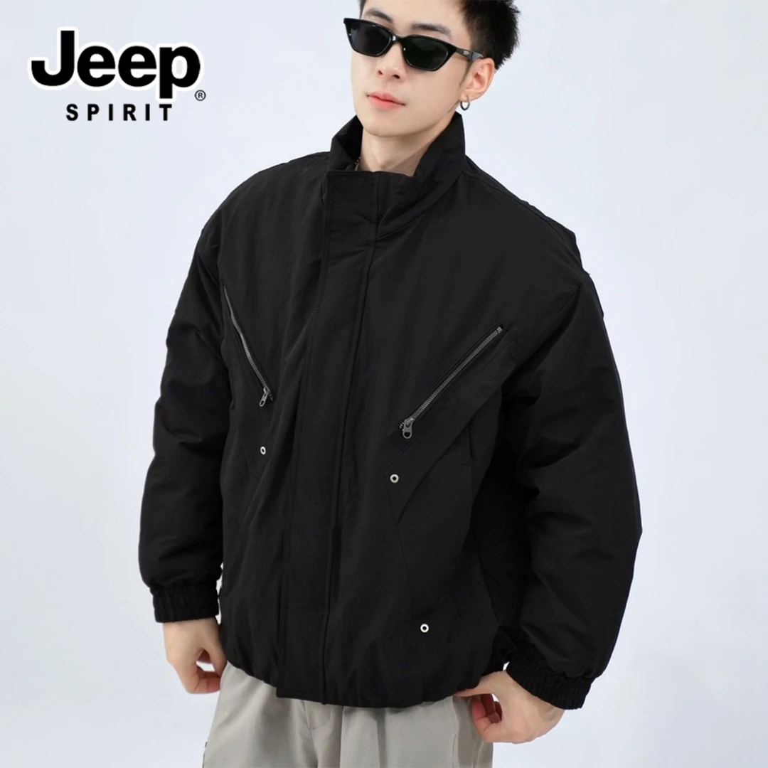 JEEP吉普重工艺设计棉衣男冬季加厚保暖立领棉服时尚百搭短款外套