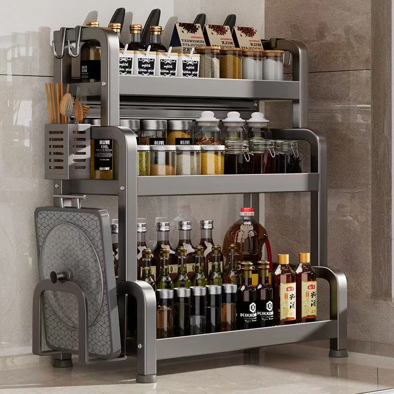 枪灰厨房置物架筷子厨房用置物架加厚调味架多功能置物架