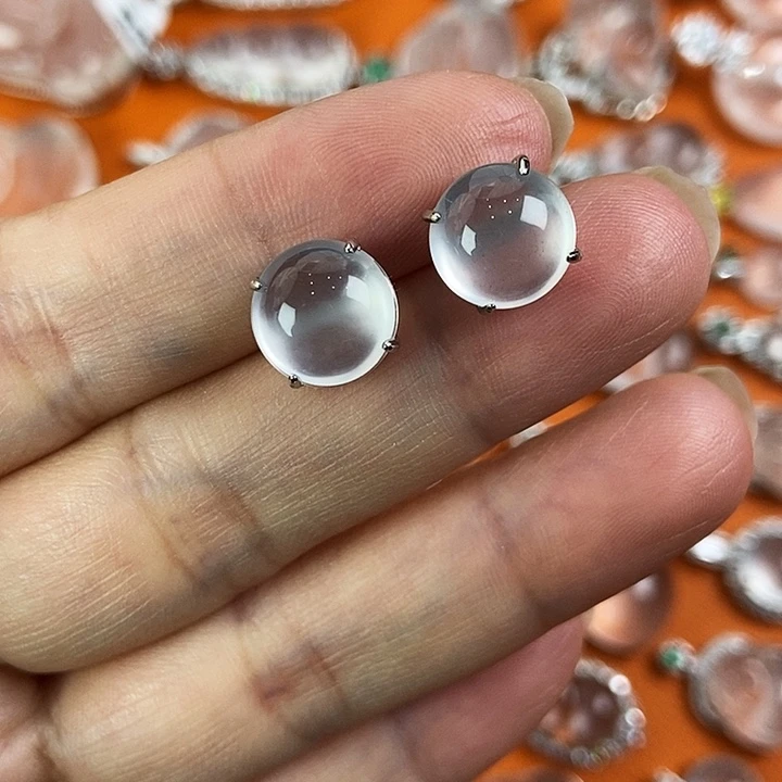 石英质玉银S925镀金镶嵌颈饰