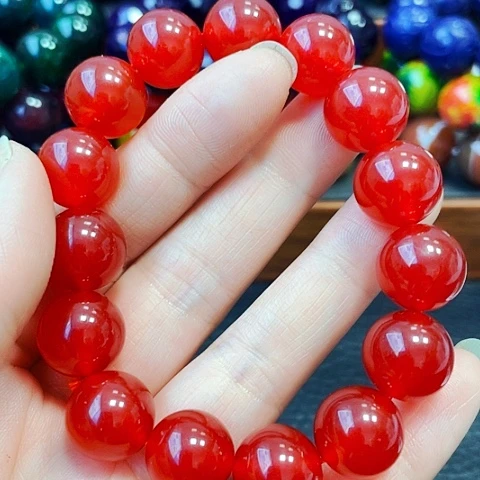 玛瑙/玉髓手链未镶嵌血胆金莲14