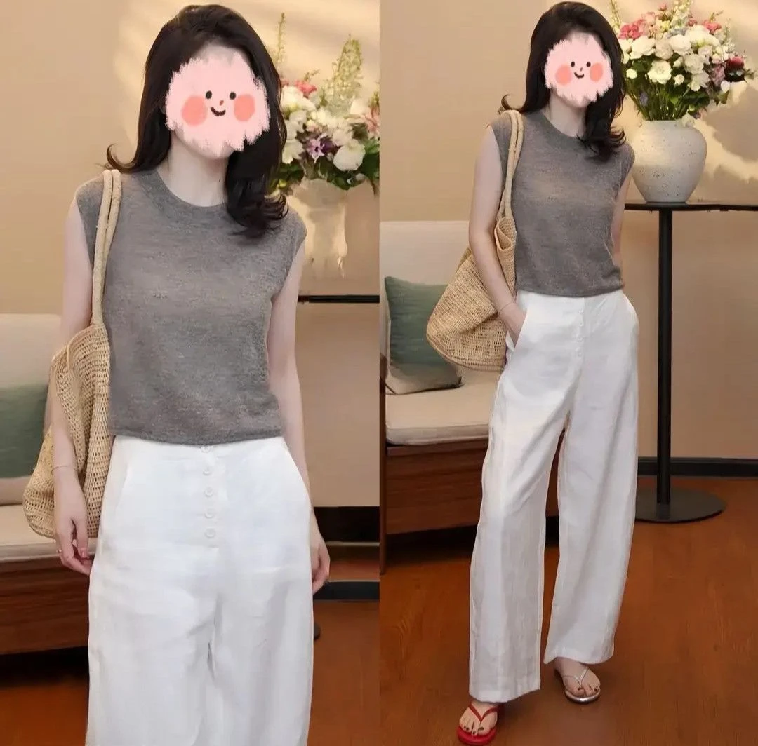 2025夏季新款欧货时髦针织衫上衣+裤子两件套时尚洋气减龄穿搭女