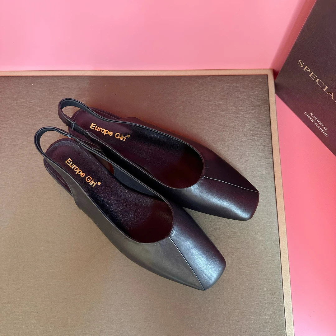 xizi/昔子W616头层牛皮软底包头凉鞋一脚蹬单鞋夏季新款女鞋粗跟