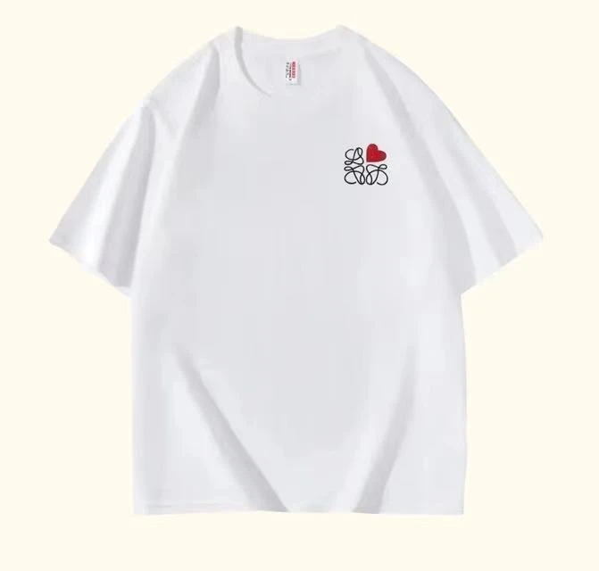 2025新款夏季圆领短袖棉T恤简约时尚百搭男女同款-刺绣方块心