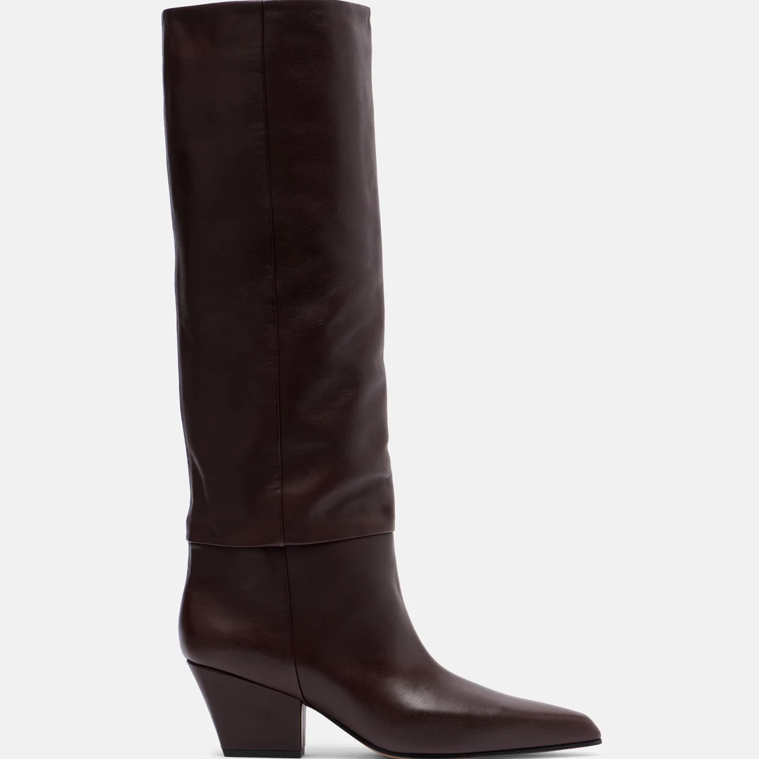 Anndemcnlenoestor尖头靴女士高跟女款加绒绒面女靴