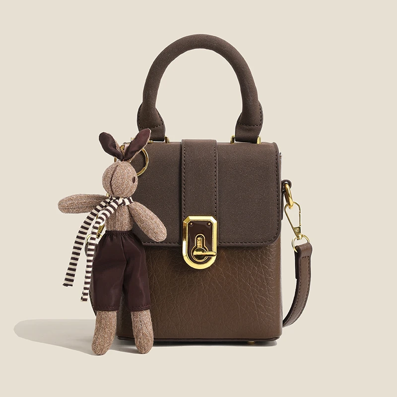 复古时尚手提小包包女2024新款通勤百搭小方包超火爆款单肩斜挎包