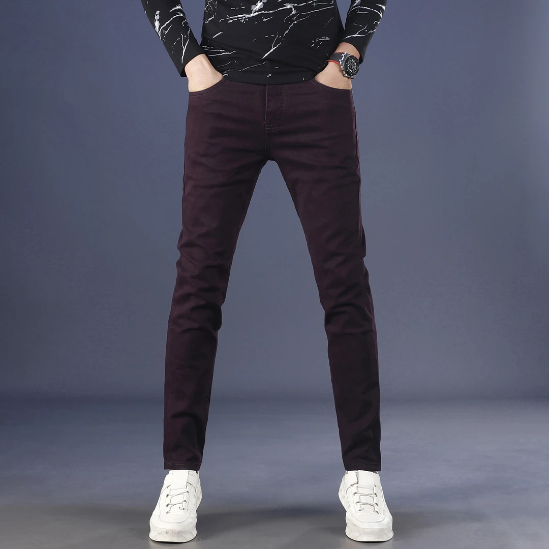 高端男士牛仔裤男款秋季爆款2025新款秋冬款修身小脚休闲弹力裤子