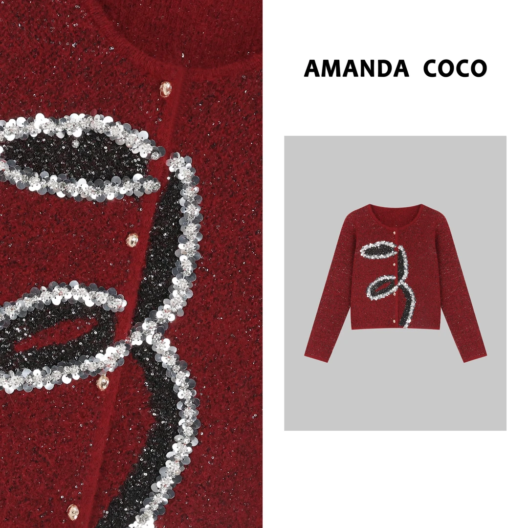 KEY# 设计师~高定亮片气质毛衣