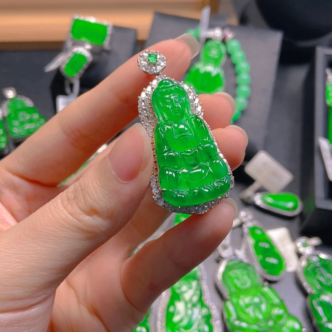 翡翠银S925镶嵌吊坠(不含链)