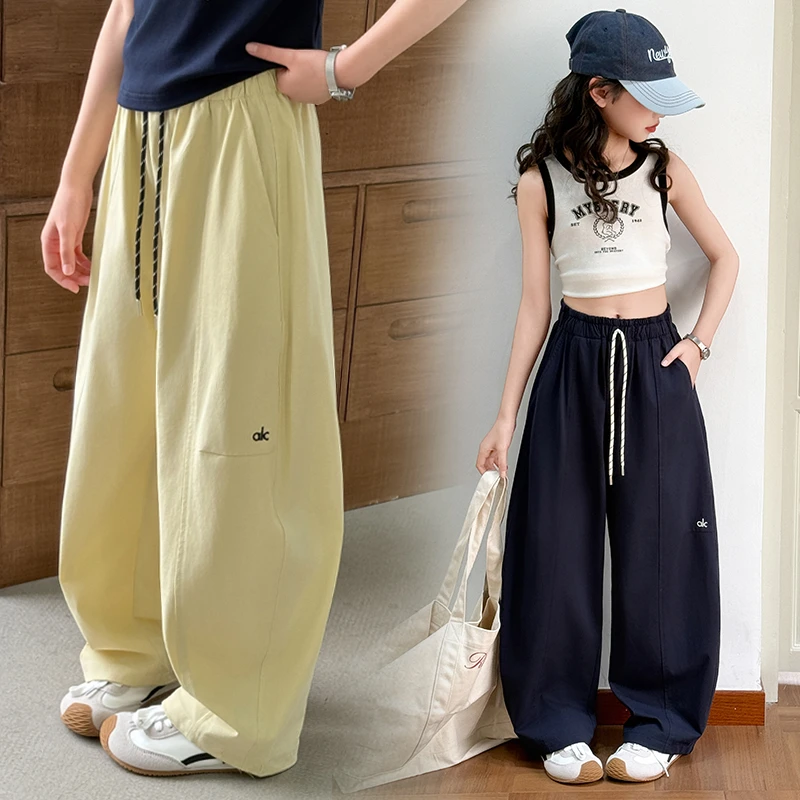 运动裤女童2025夏季新款儿童香蕉裤女孩阔腿裤女大童春夏薄款裤子