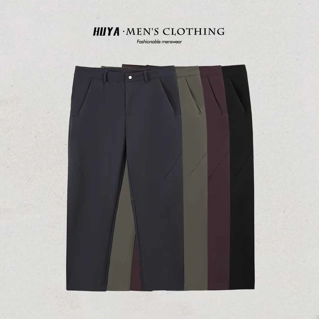 【虎牙兄弟】男款冬季户外软壳裤运动休闲通勤加厚磨毛直筒裤 L2611