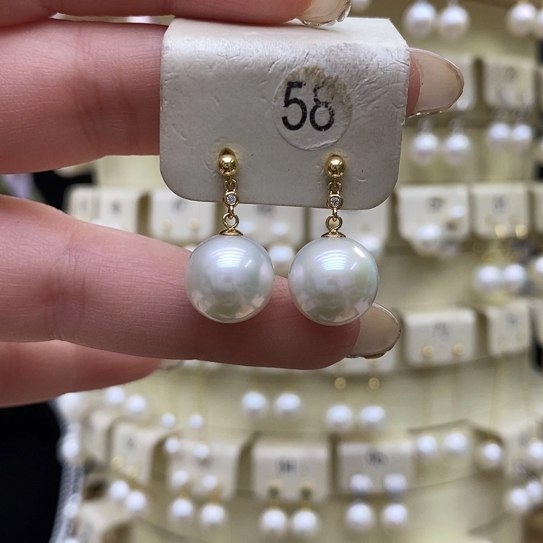 耳饰淡水珍珠18K金镶嵌