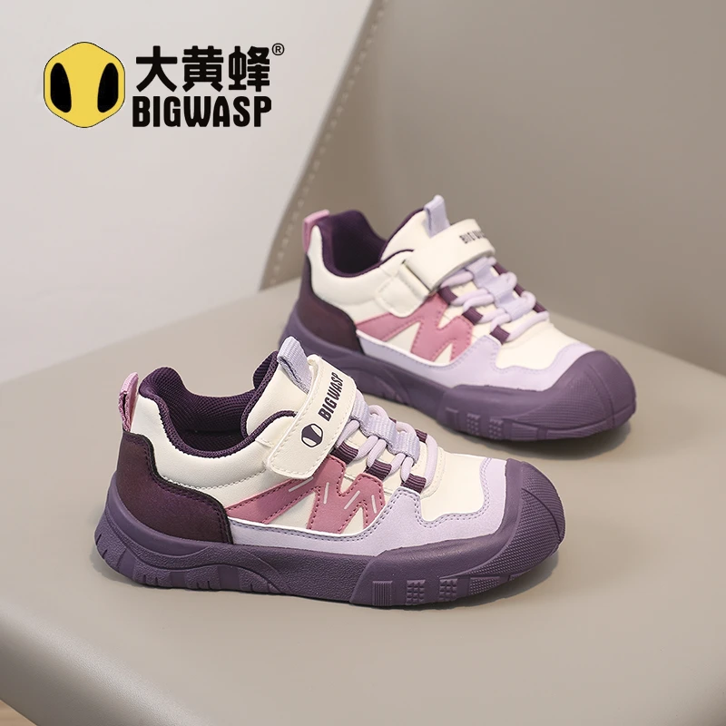 大黄蜂女童皮面运动鞋防水防滑春秋季女童3-12岁潮款软底儿童鞋潮