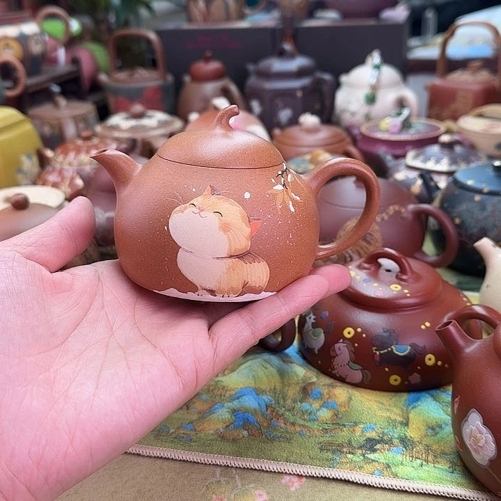 紫砂茶壶猫咪茄瓜