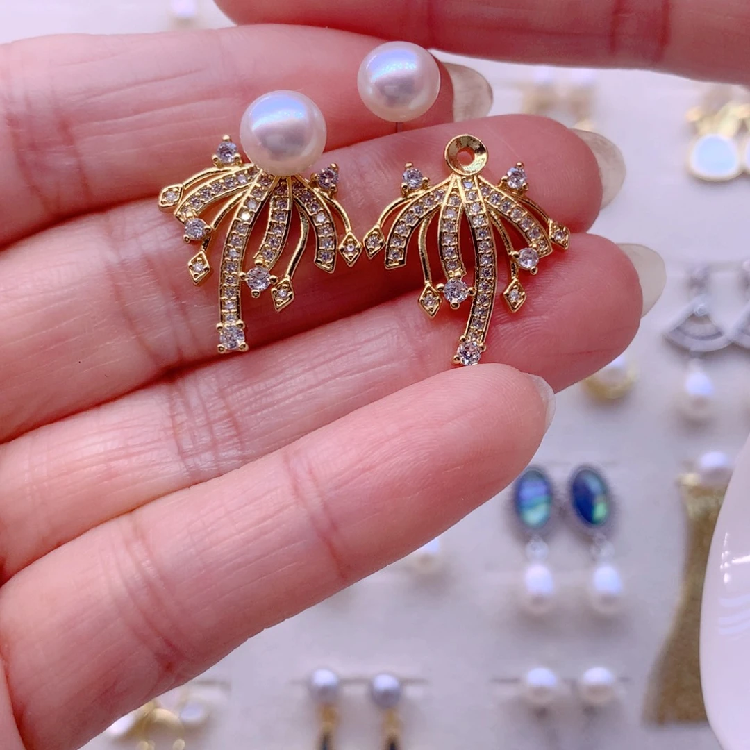 合金淡水珍珠耳饰