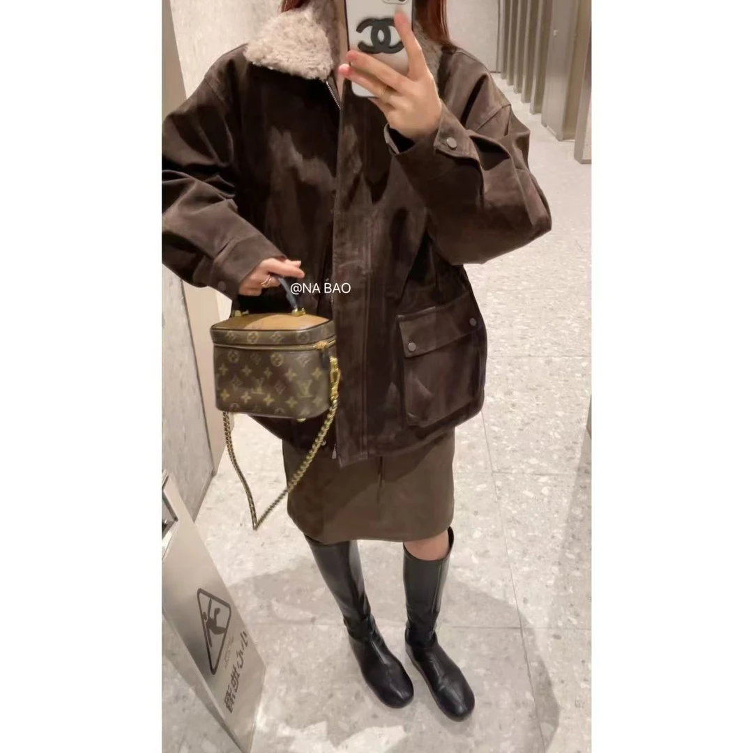 NABAO▶【女冬季毛毛翻领内里加90白鸭绒羽绒服外套】