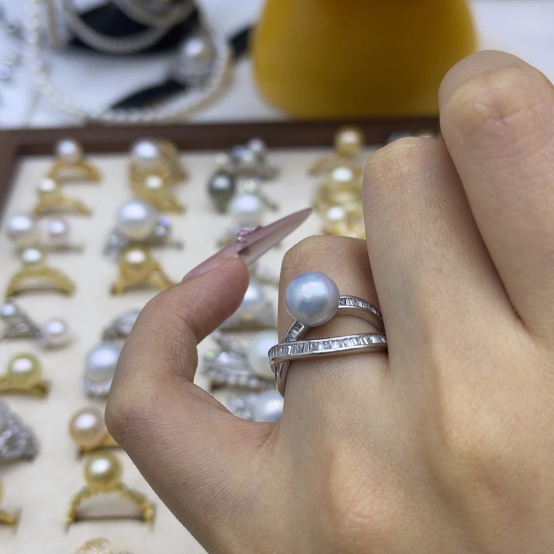 海水珍珠戒指银S925镶嵌