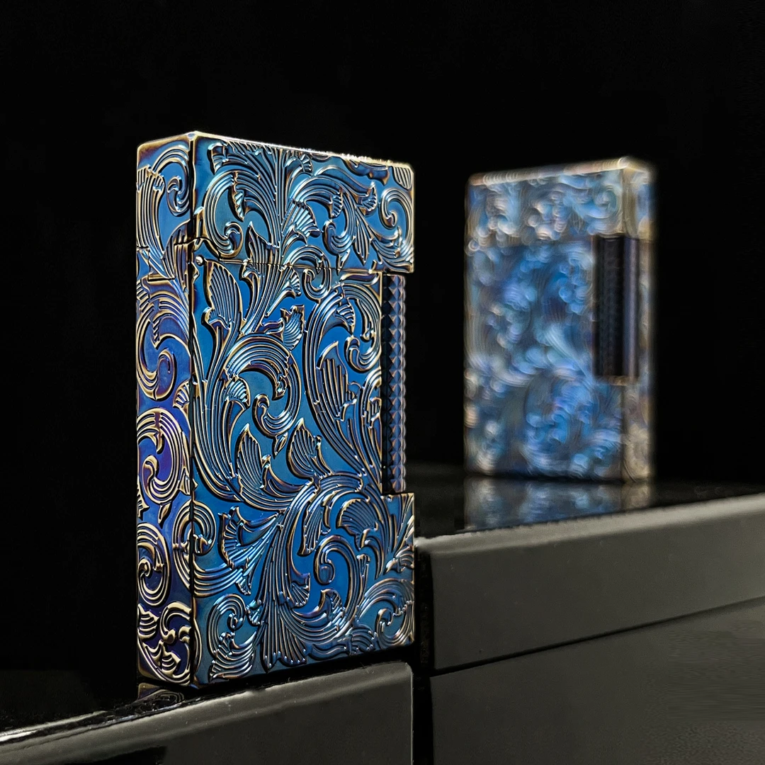 LANYSTER充气款 朗声打火机 【烤蓝大唐草】 裸机无礼盒