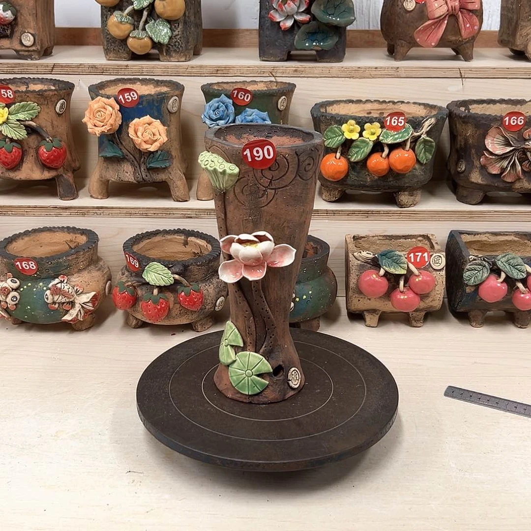 紫砂花盆190号内口9.5外高27