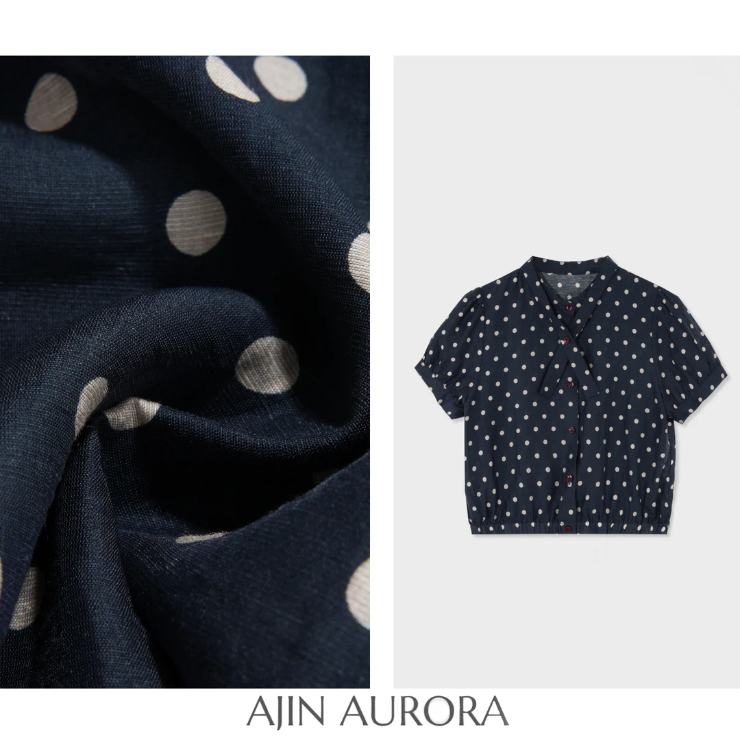 (悠闲假日)2588夏装新款波点短袖衬衫洋气上衣女