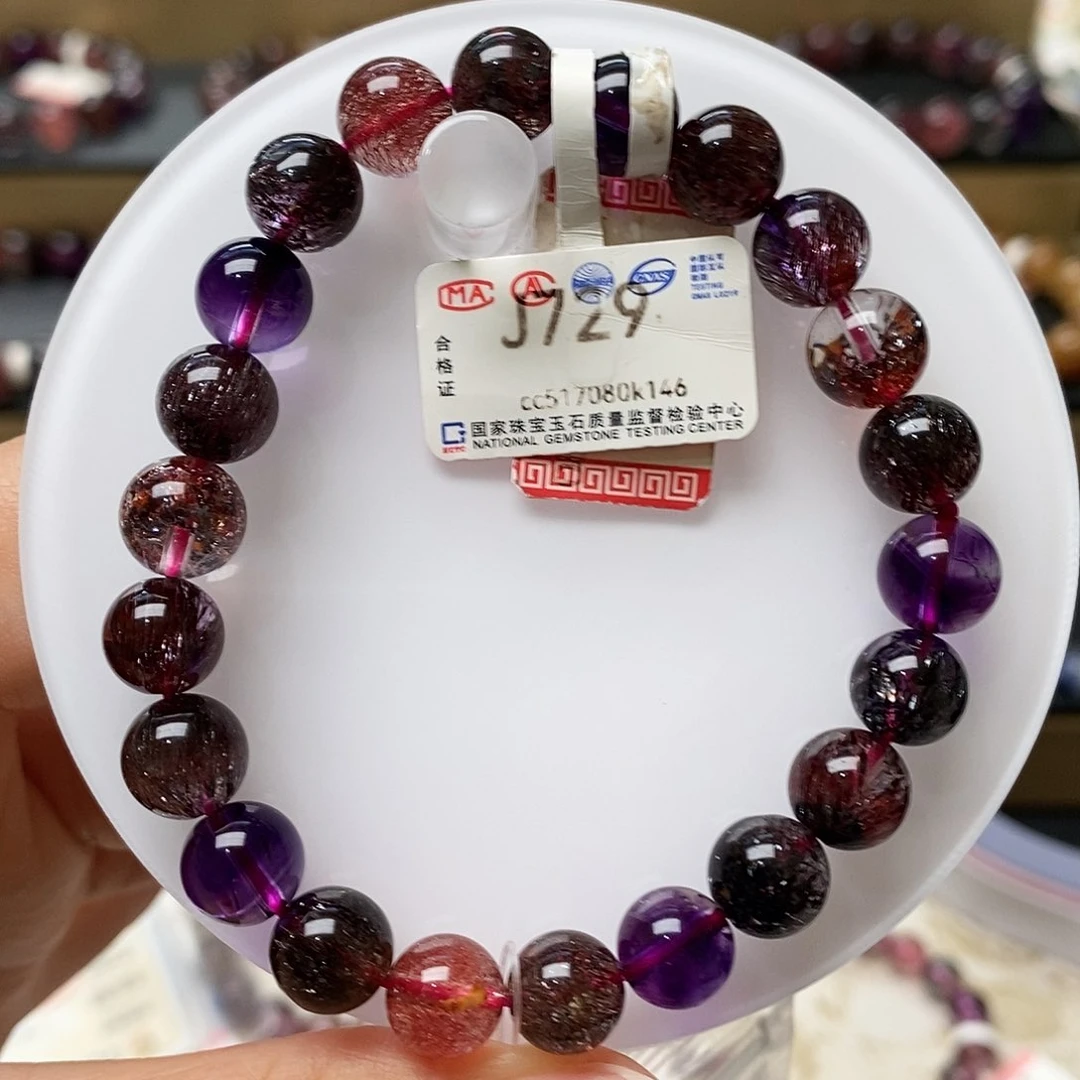 水晶手串未镶嵌J729黑加仑超七8.7m