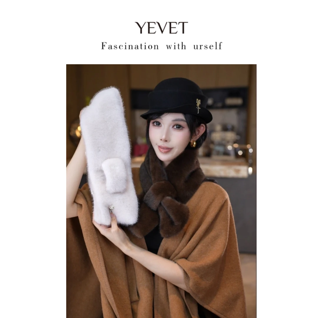 纯色毛毛围巾女冬季柔软韩版可爱少女毛绒围脖保暖ins仿兔毛毛领