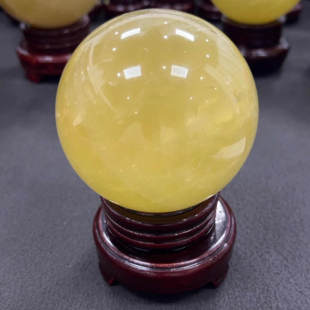 石材❄️*天然黄水晶球摆件