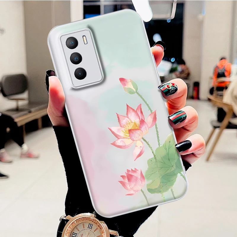 适用VIVOT1手机壳高级感好运莲花水凝壳时尚潮新款防刮防摔保护套