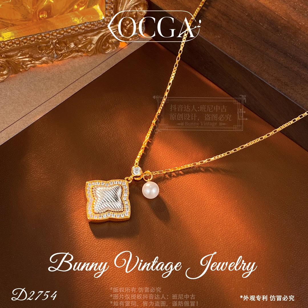 镀K金D2754 法★【四叶浮影】春OCGA 欧斯伽斯 项链