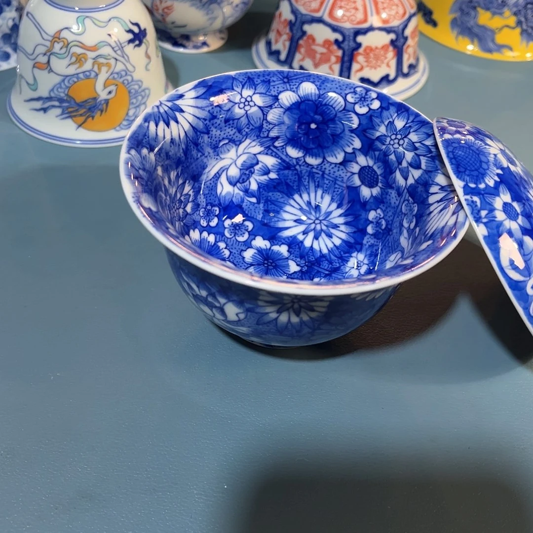 满工万花二才盖碗