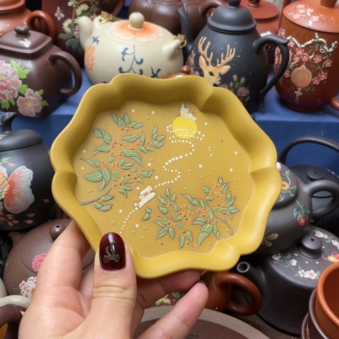 红泥茶杯紫砂主人杯13cm