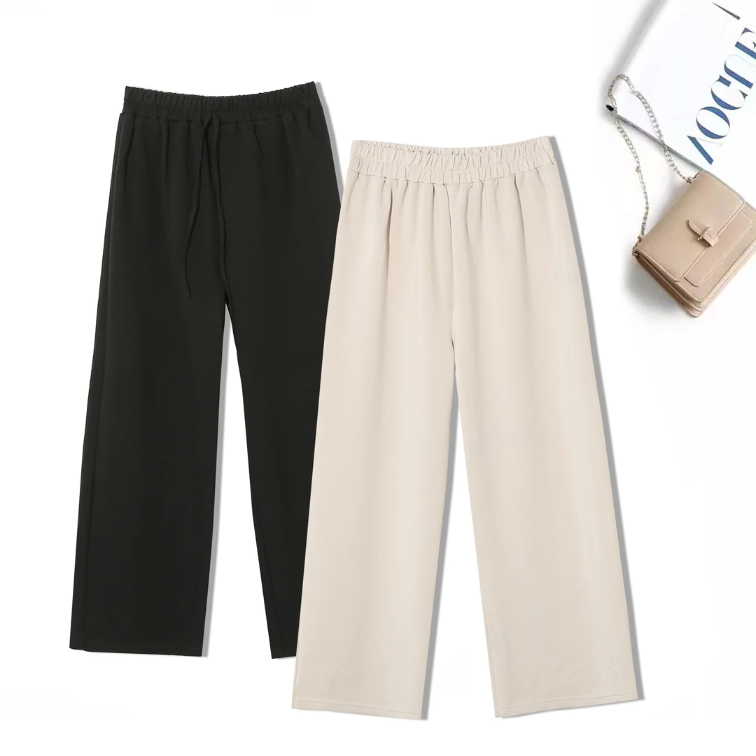 女减龄春秋直筒九分裤阔腿裤卫裤休闲百搭气质温柔亲肤遮肉1F525