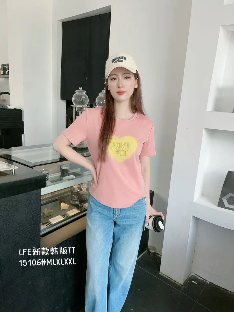 双鱼（利菲儿）英文爱心短袖上衣15106