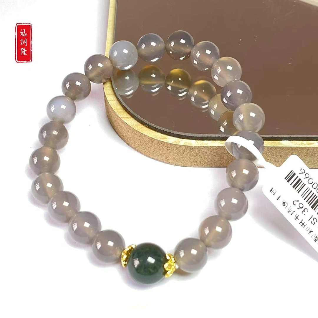 天然灰玛瑙配和田玉顶珠手链手串时尚气质女多样性发一SC-362