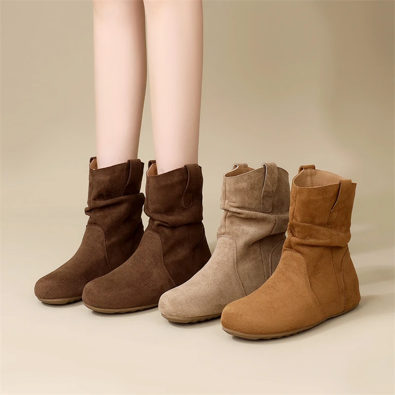 马丁靴女2025年秋冬季新款时尚复古平底舒适短筒圆头瘦瘦勃肯靴子