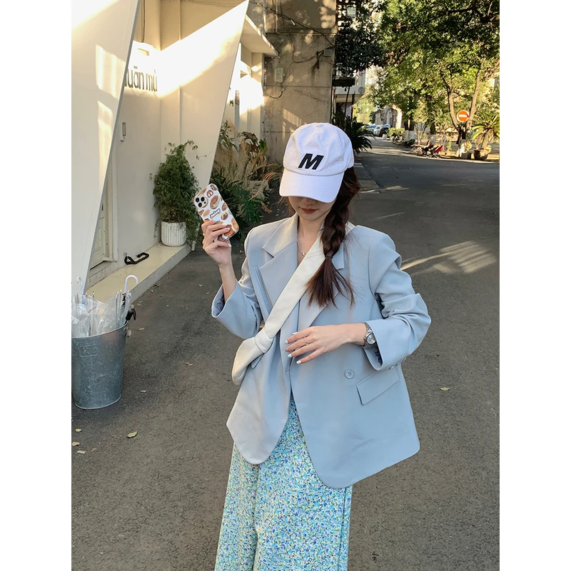 乌77版型ju好自留廓形黑色西装外套女休闲宽松百搭气质西服上衣春