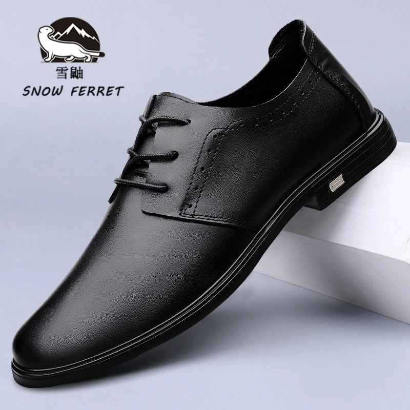 皮鞋男春季2025新款商务正装男士皮鞋休闲透气软底软面英伦风皮鞋