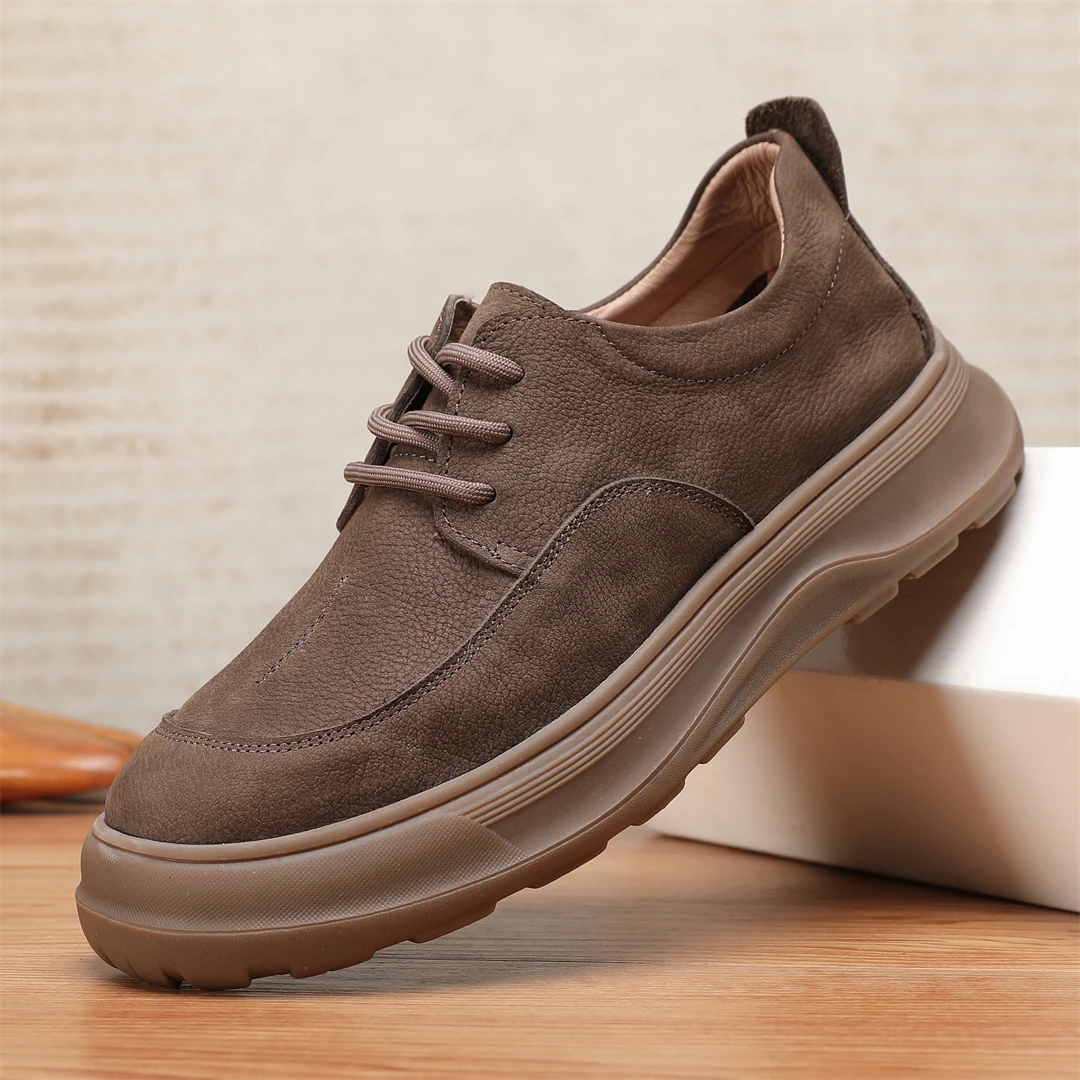 ZGZG品牌男鞋春季新款复古磨砂牛皮真皮舒适软底低帮休闲皮鞋男士