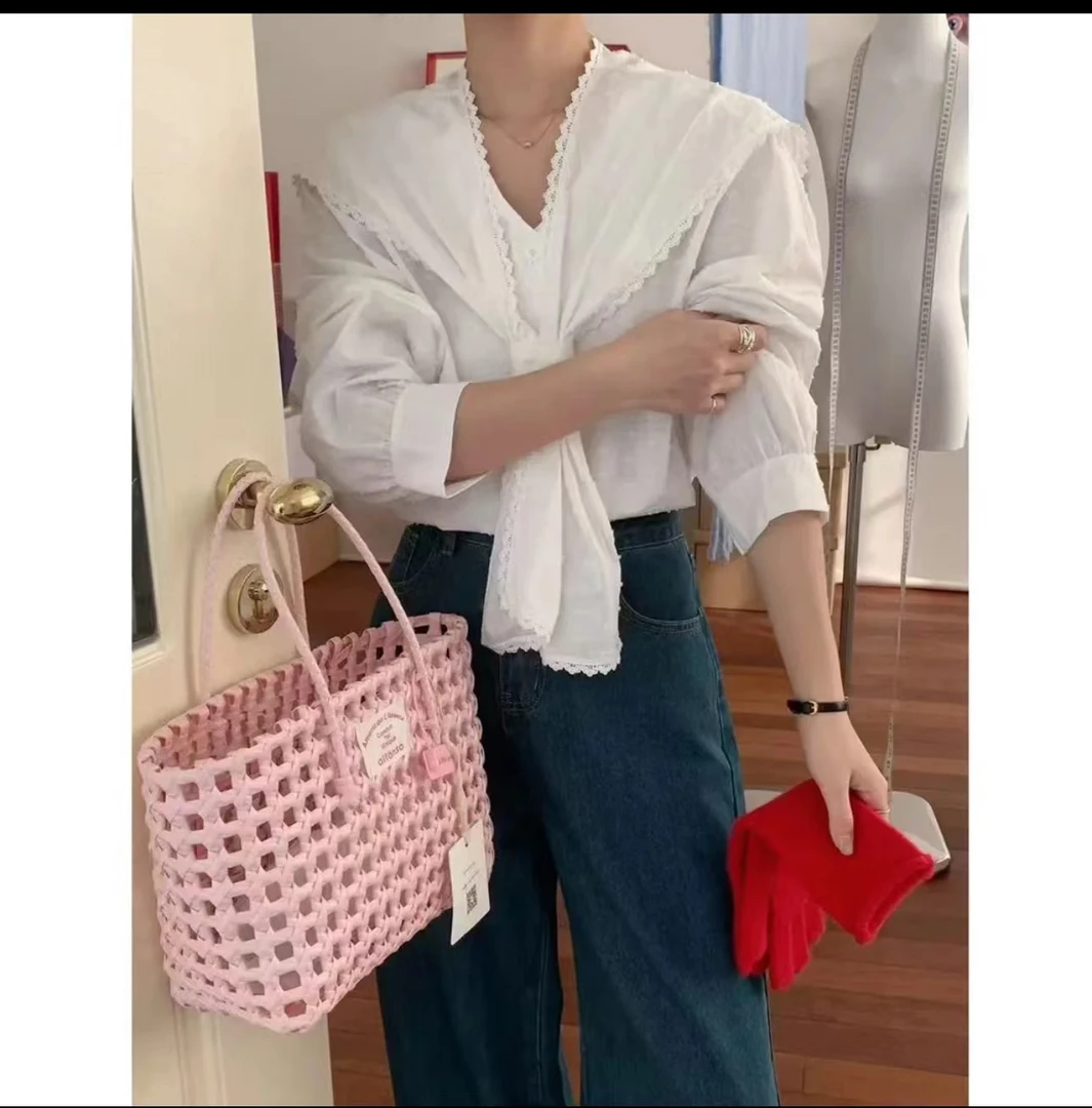 【youni】春夏新款韩版ins风小众设计感衬衫带披肩