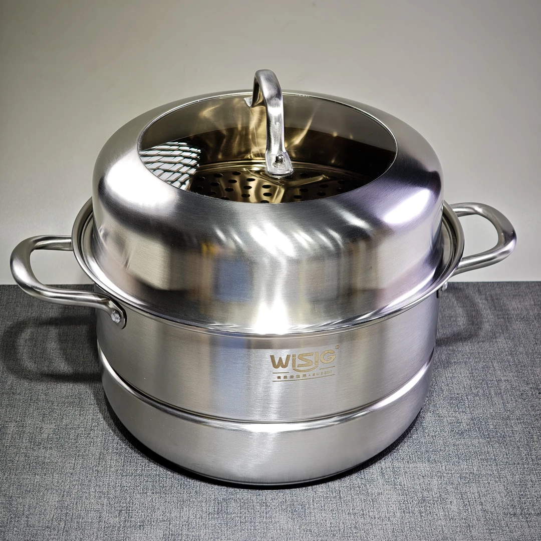 福利品 304复合底双篦蒸锅三层蒸锅多功能家用加厚大容量蒸锅