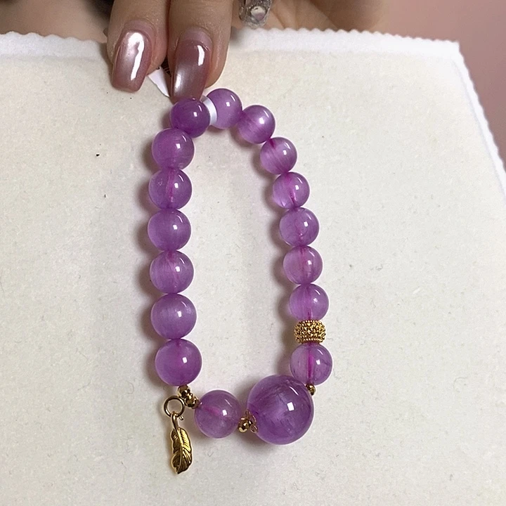 锂辉石紫锂辉高冰收藏级顶配手串10+未镶嵌