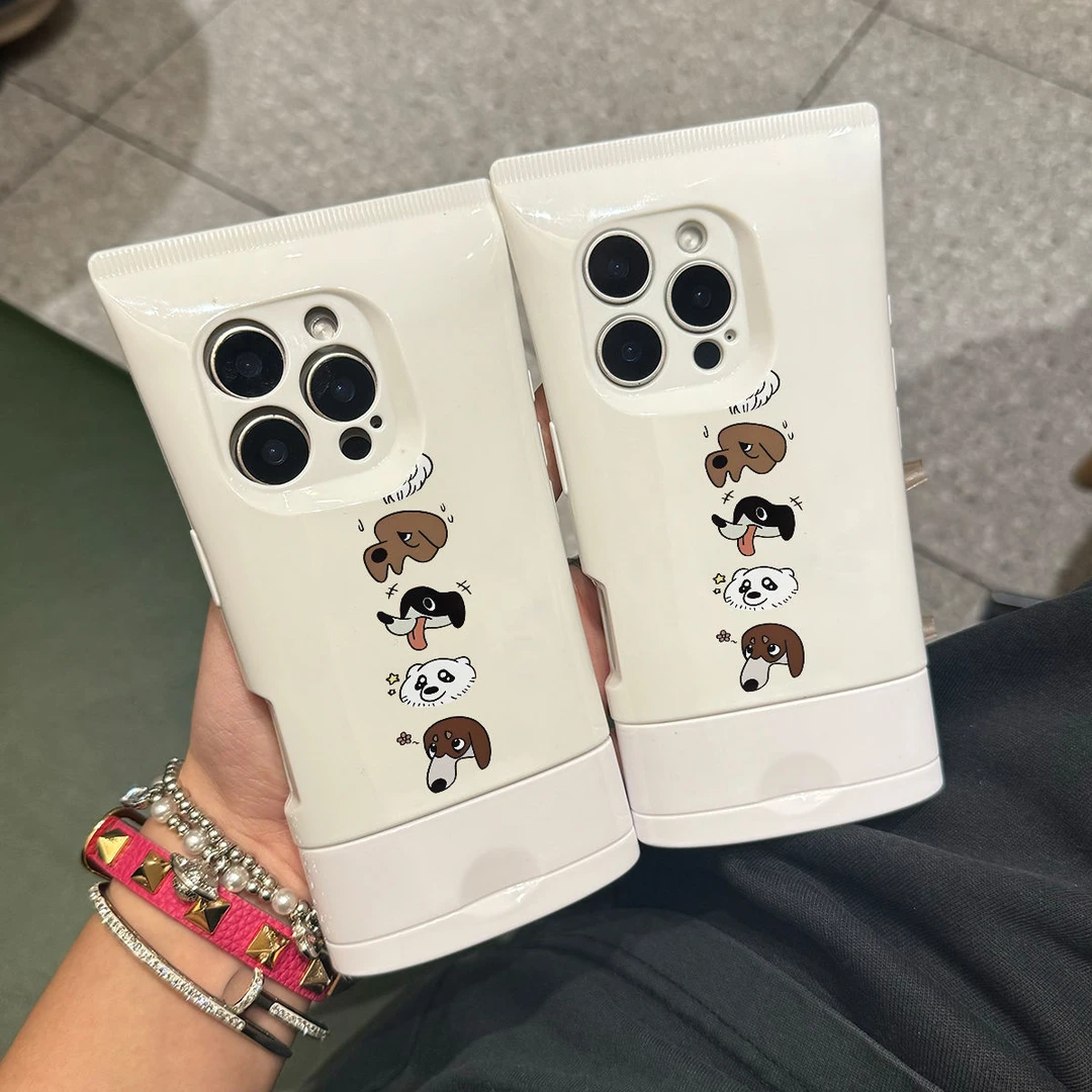 四个小狗头护手霜洗面奶适用苹果16手机壳iPhone15新款16可爱14